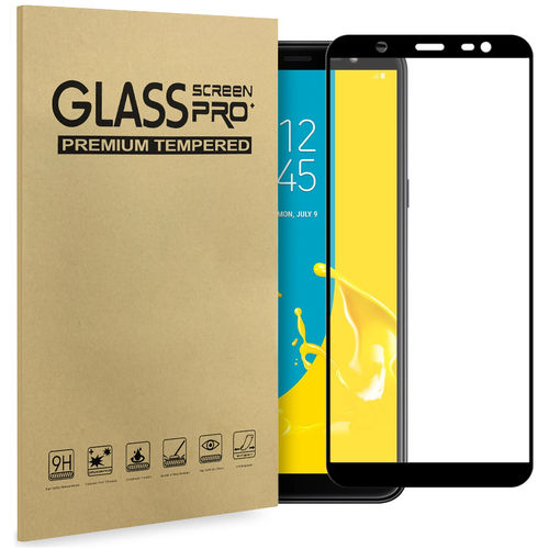 Full Coverage Tempered Glass Screen Protector for Samsung Galaxy J8 - Black